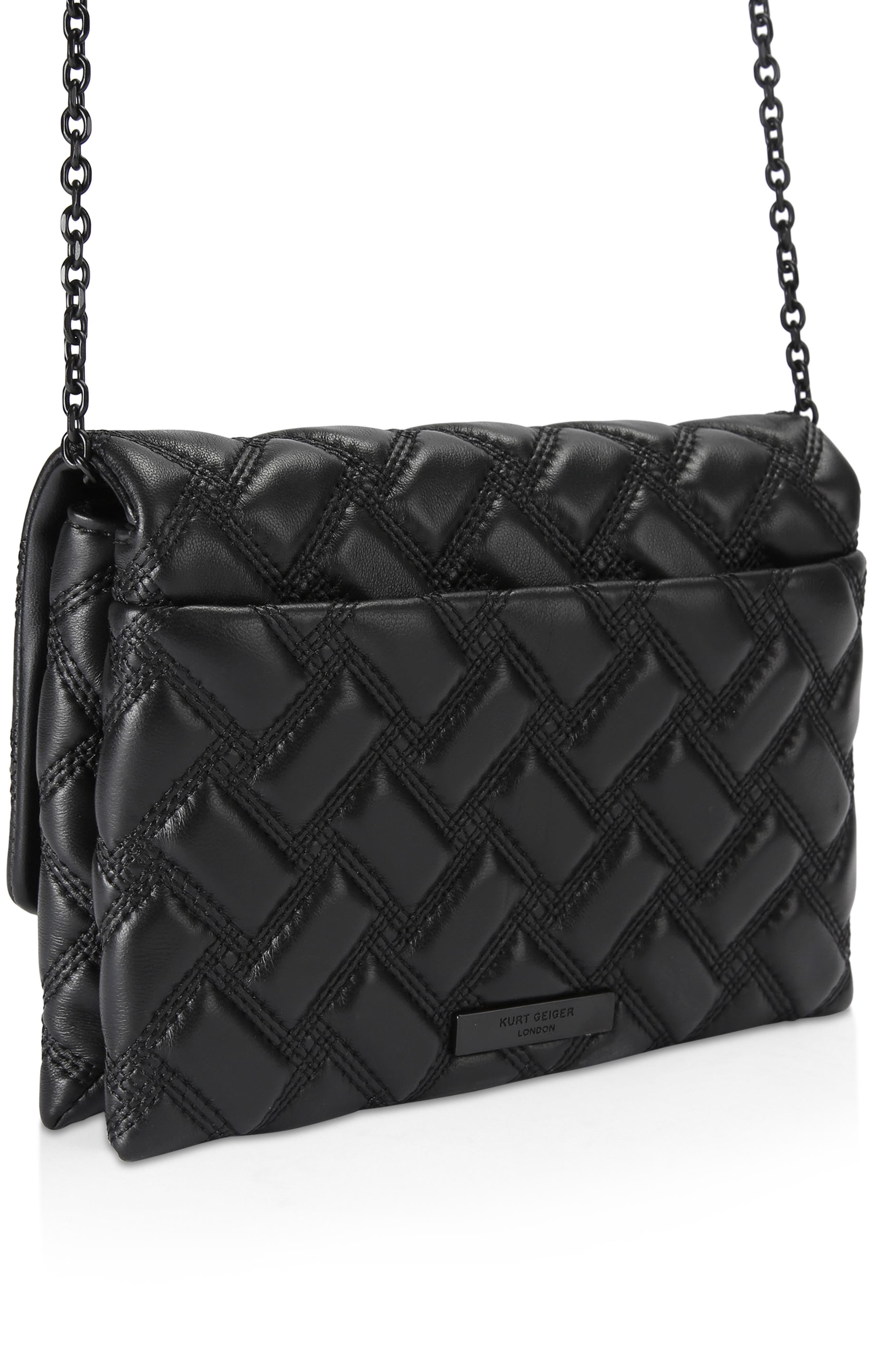 Kurt Geiger London Kensington Duet Quilted Crossbody Bag, Alternate, color, Black