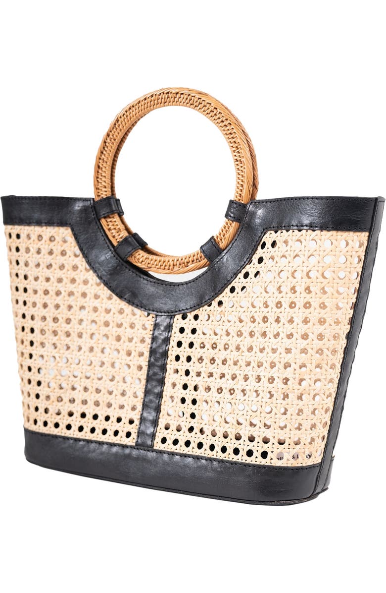 Jelavu Hilton Handwoven Cane Tote Bag, Alternate, color, Black
