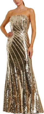 Mac Duggal Sequin Mesh Strapless Trumpet Gown
