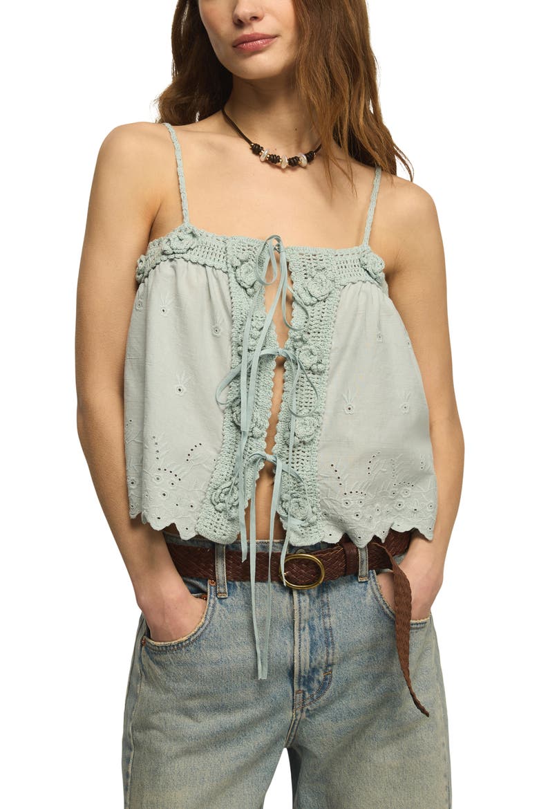 Crochet Trim Camisole, Main, color, ETHER