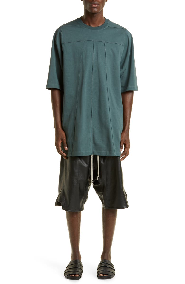 Rick Owens Basket Drop Crotch Leather Shorts, Alternate, color,
