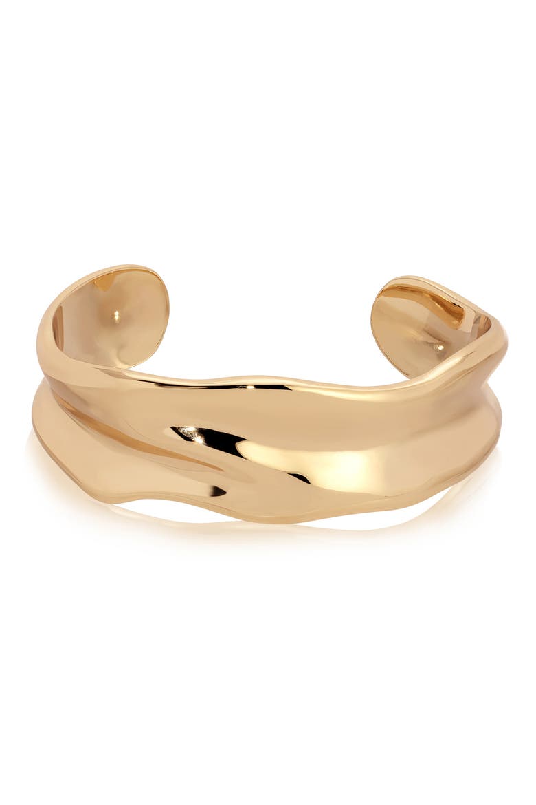 Wavy Metal Cuff Bracelet, Main, color, GOLD