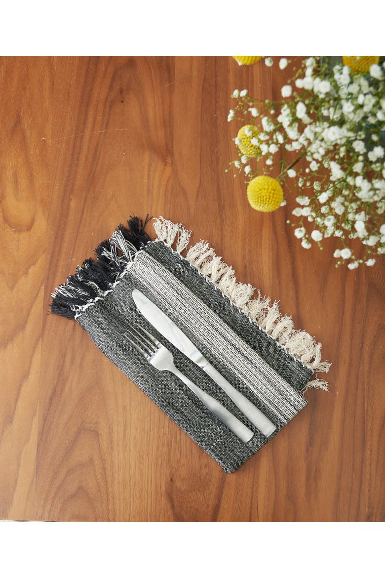 Kerbey Onyx Cotton Napkin Set of 4, Alternate, color, Black