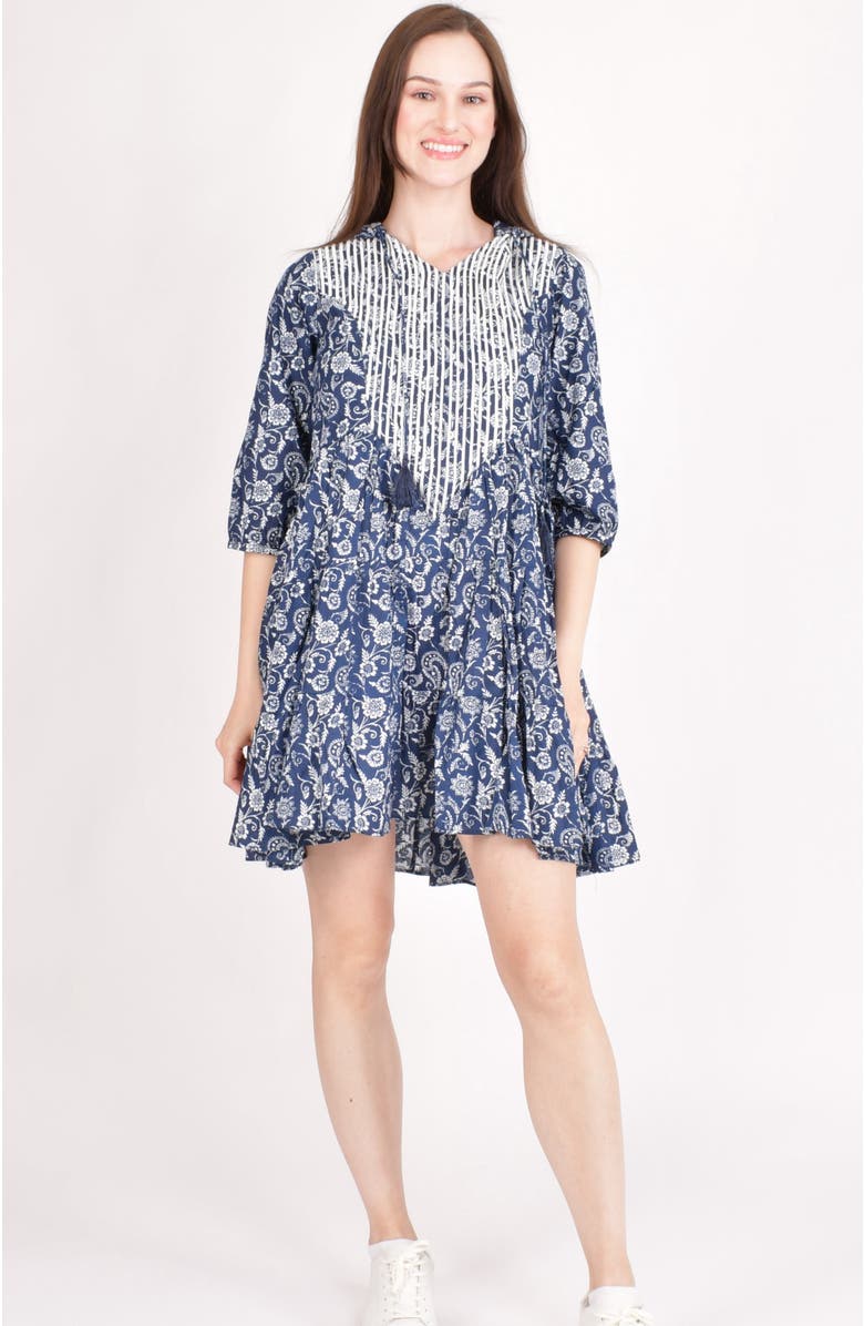 RAAS Harper Embroidered Hooded Mini Dress, Main, color, Blue