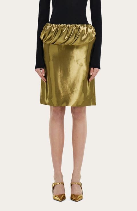 Fluid Lamé Pencil Skirt