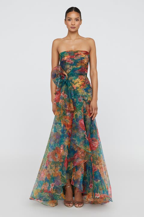 Leora Rosette Ruffle Gown