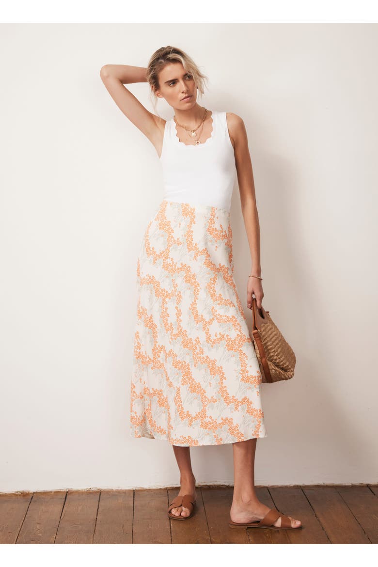 Print Midi Slip Skirt, Alternate, color, Cream