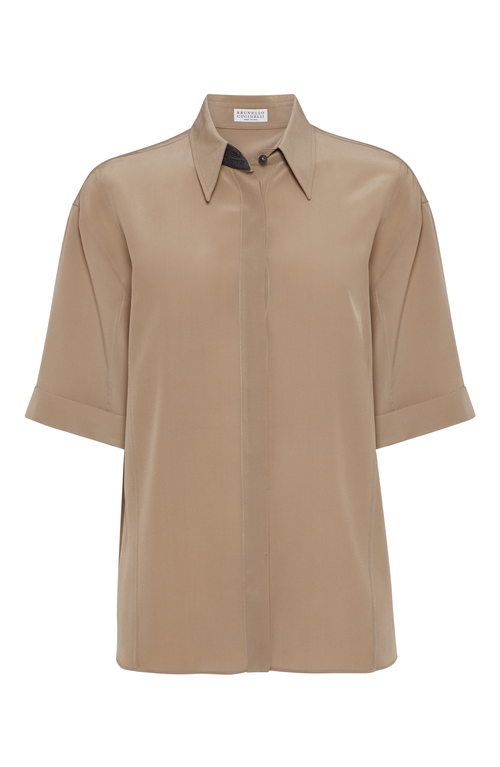Brunello Cucinelli Crêpe De Chine Shirt In Beige