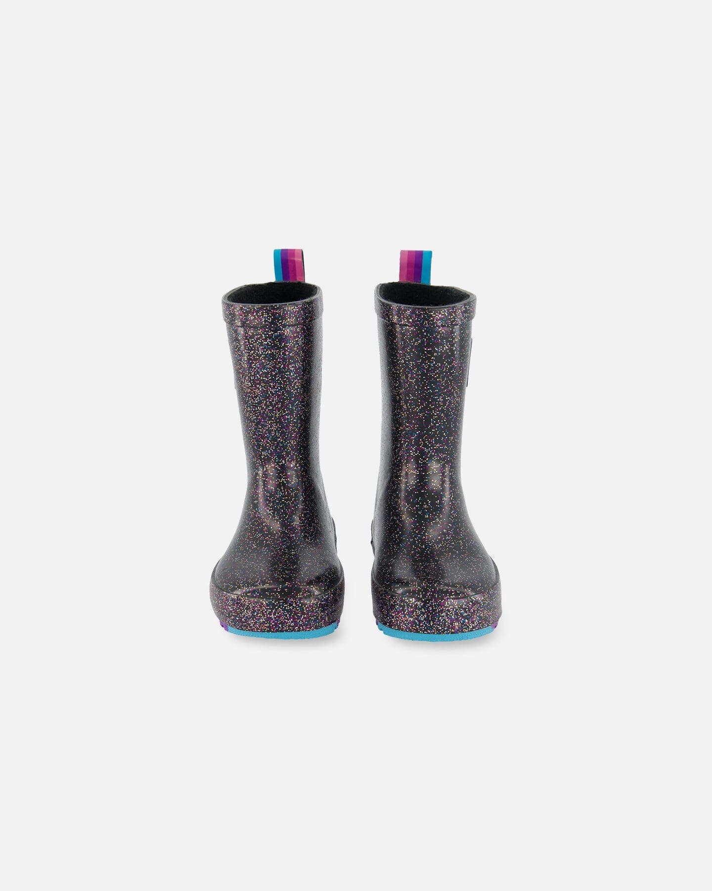 Deux par Deux Baby Girl's Rain Boots Black With Glitter, Main, color, 