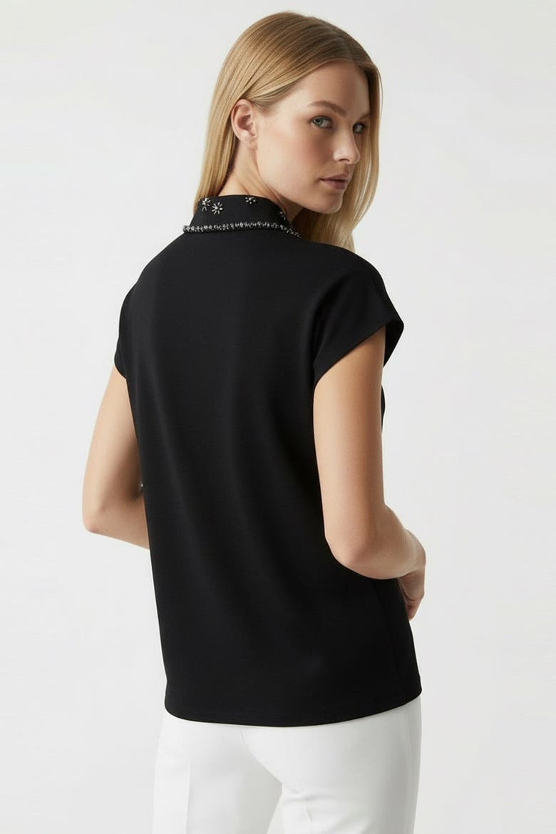 Sleeveless Regular Fit Knit Embroidered Shirt, Alternate, color, BLACK