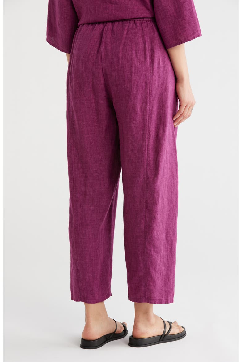 Organic Linen Cropped Lantern Pants, Alternate, color, RASPBERRY