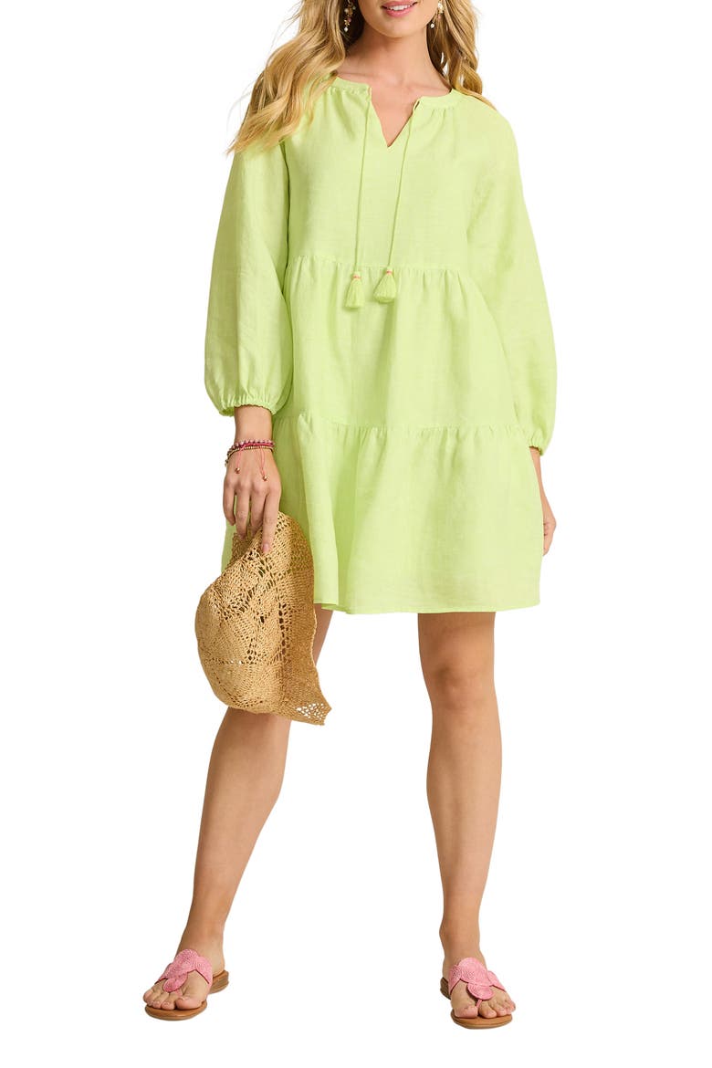 Coastalina Long Sleeve Tiered Minidress, Alternate, color, ENERGY