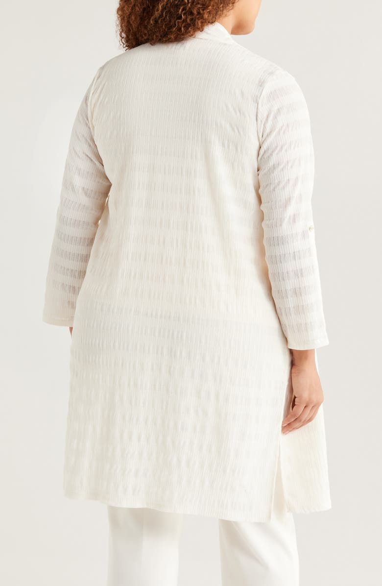 Anne Klein Sheer Stripe Open Front Longline Cardigan, Alternate, color,