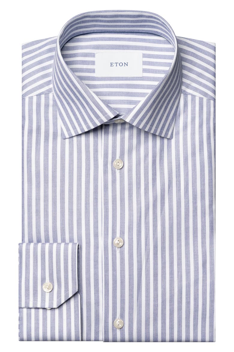 Contemporary Fit Stripe Twill Button-Up Shirt, Alternate, color, DARK BLUE