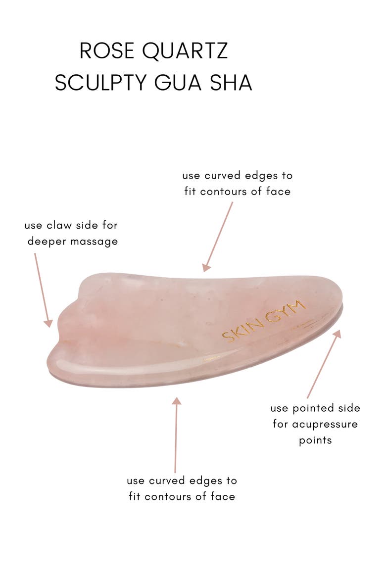 Rose Quartz Crystal Gua Sha Sculpty Facial Tool, Alternate, color, PINK