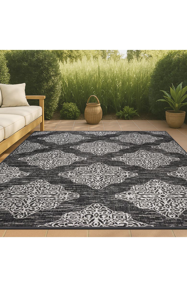 JONATHAN Y Galon Filigree Indoor/Outdoor Area Rug, Alternate, color, Black/Ivory