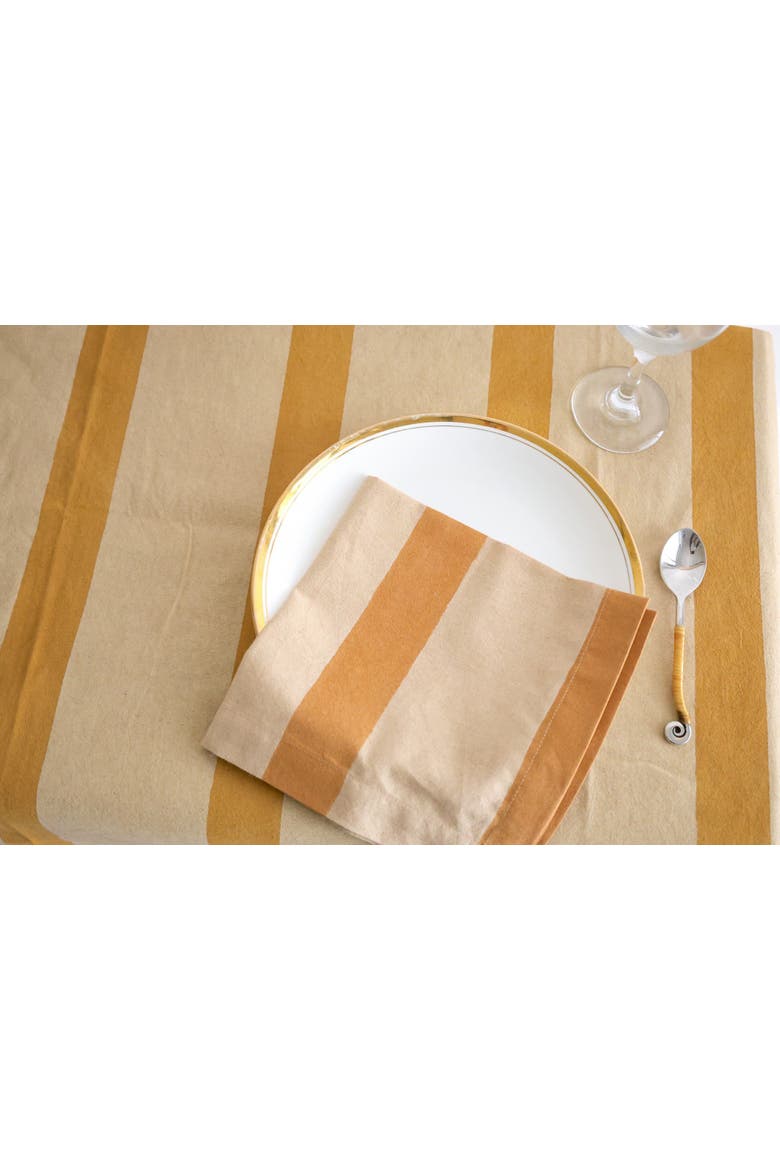 Oh! Stripes (Rose) Block Print Napkins, Set of 4, Alternate, color, Ochre