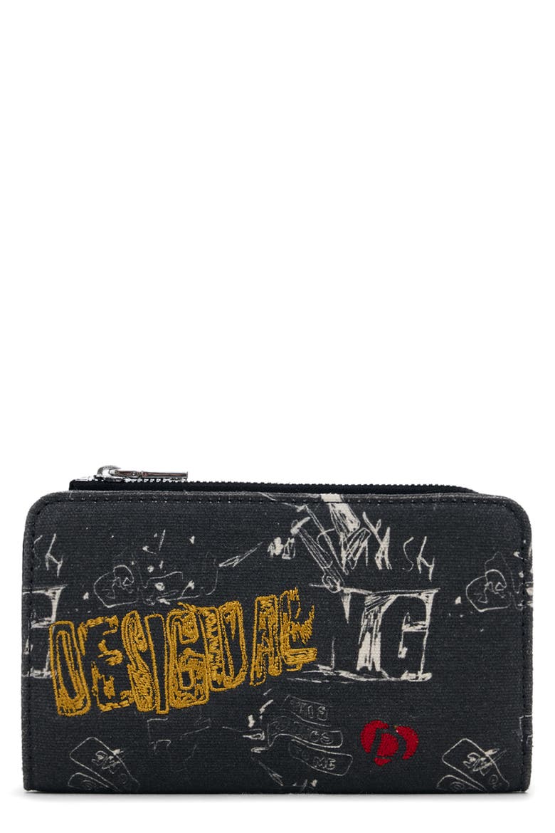 Mixed Media Continental Wallet, Main, color, BLACK