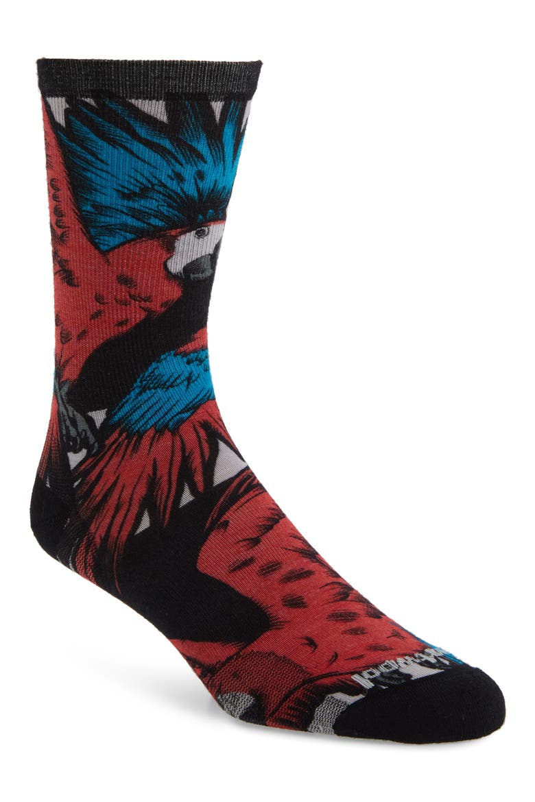 Curated Pandemonium of Parrots Crew Socks, Main, color, CRIMSON