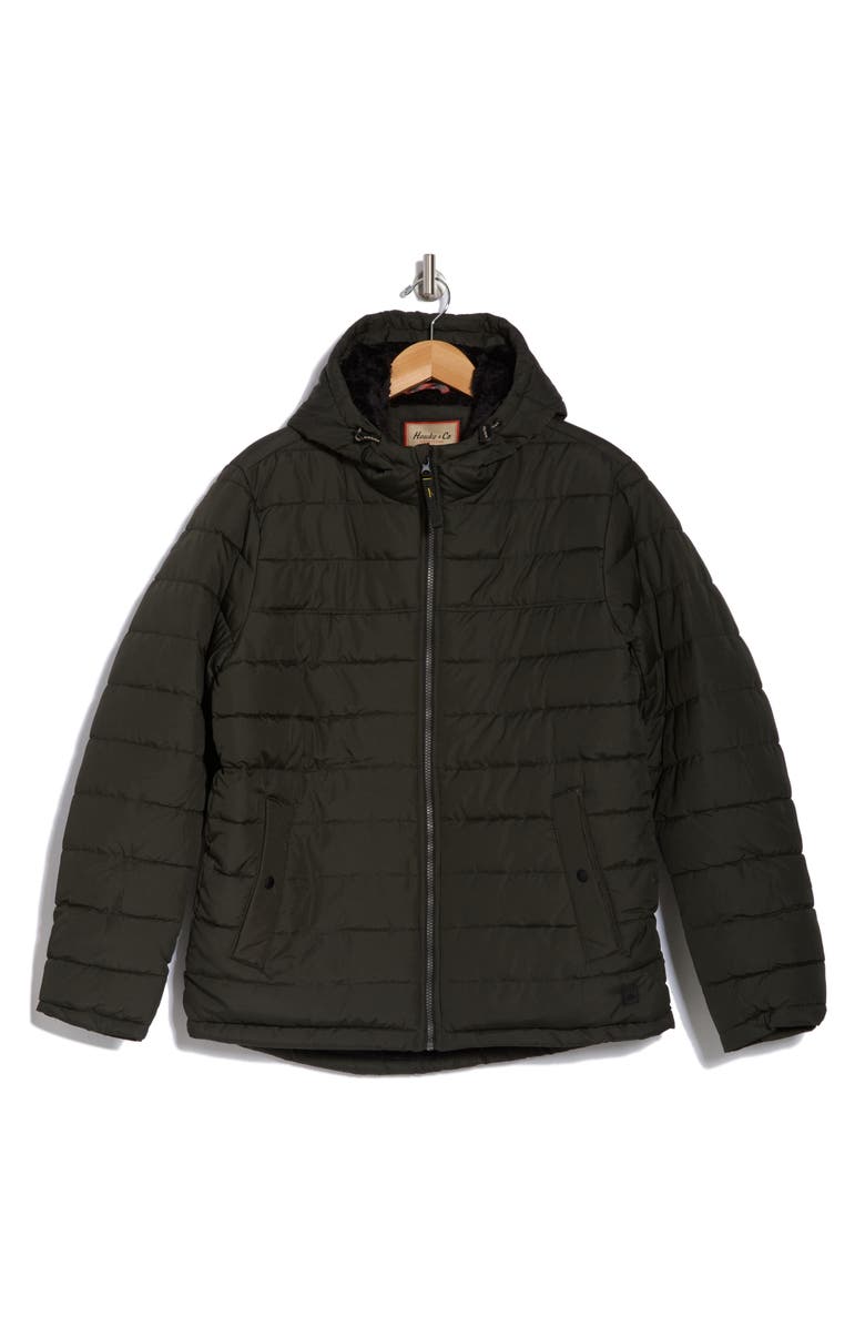 HAWKE & CO Water Resistant Hooded Faux Shearling Lined Puffer Jacket, Main, color, Carbon