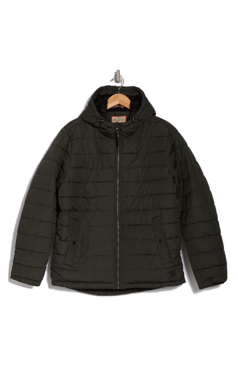 Water Resistant Hooded Faux Shearling Lined Puffer Jacket