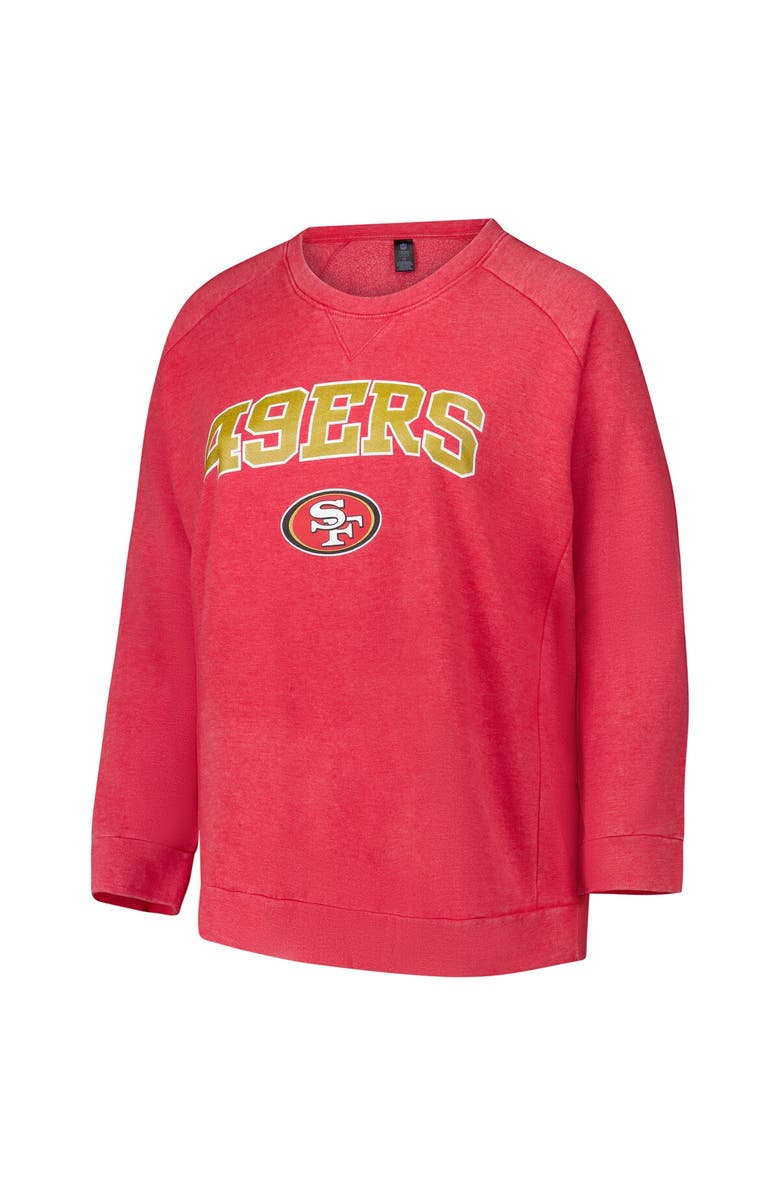 PROFILE Women's Fanatics  Red San Francisco 49ers Acid Wash Raglan Pullover Sweatshirt, Alternate, color, Red