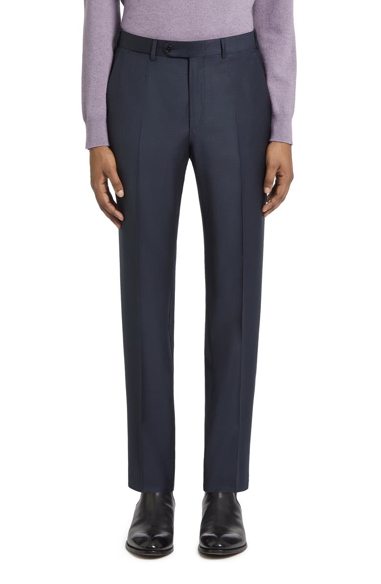 ZEGNA Pin Dot Trofeo Milano Wool Suit, Alternate, color, Navy