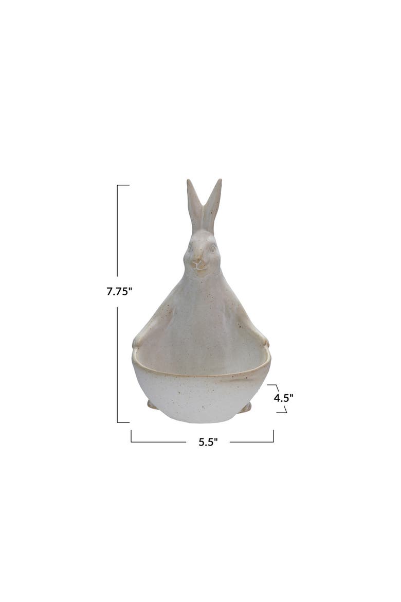 Stoneware Rabbit with Bowl, Alternate, color, White