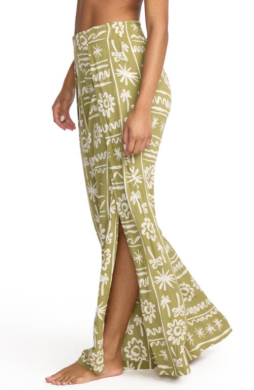Billabong Split Spirit Floral Wide Leg Pants In Green