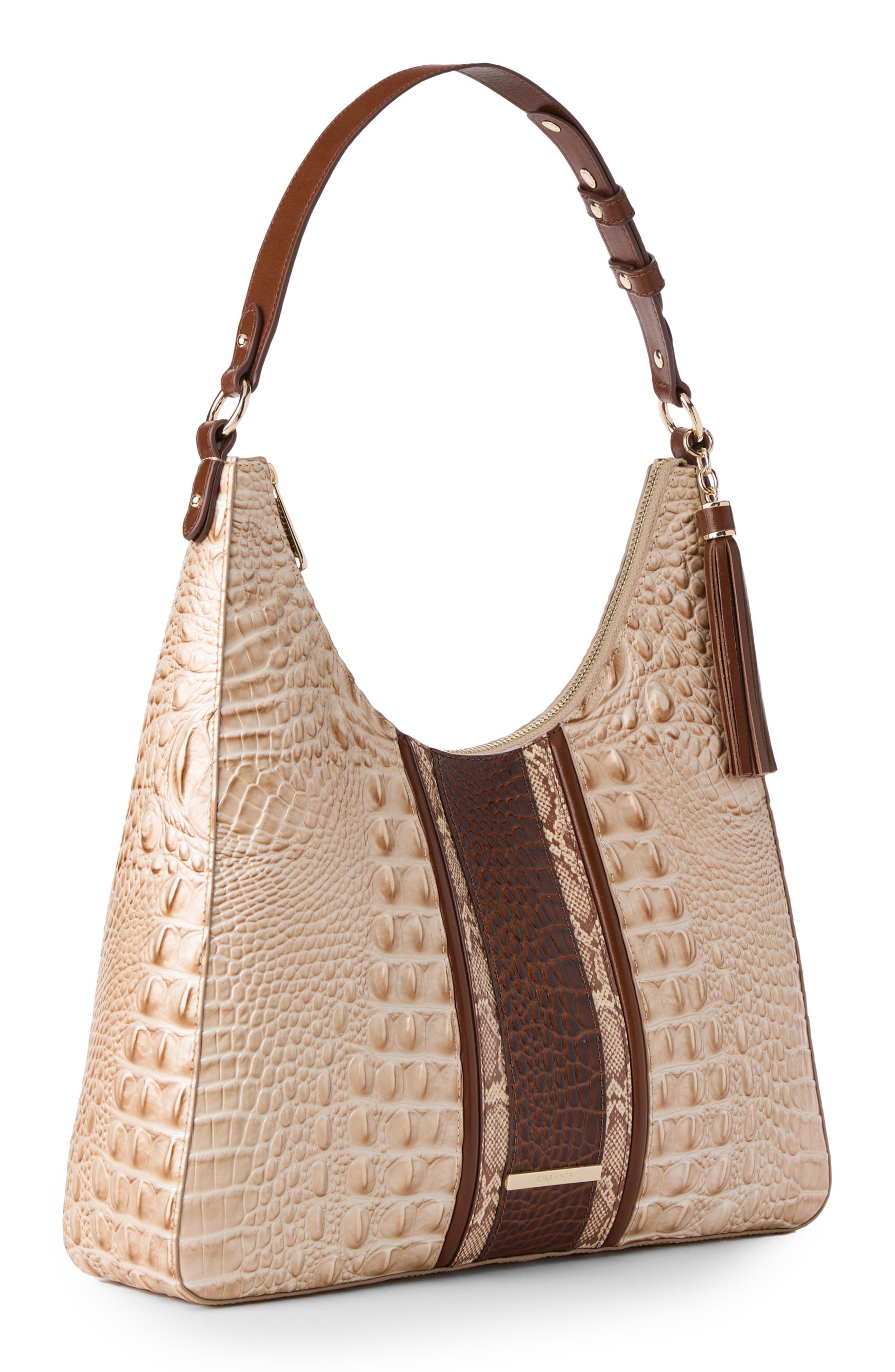 Brahmin Tabitha Croc Embossed Leather Shoulder Bag, Alternate, color, 