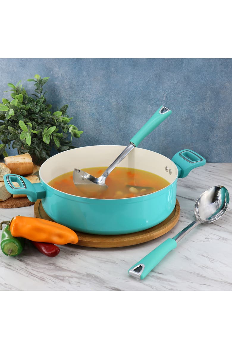 Drexler 2 piece Ladle and Serving Spoon Kitchen Tool Set, Alternate, color, Turquoise