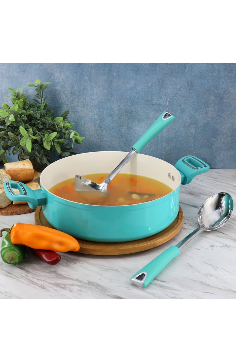 Martha Stewart Everyday Drexler 2 piece Ladle and Serving Spoon Kitchen Tool Set, Alternate, color, Turquoise