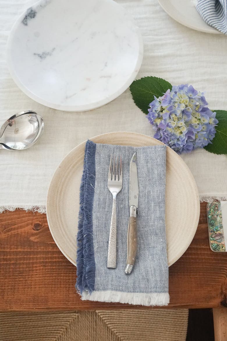 So Soft Linen Fringe Napkins, Alternate, color, Navy Blue