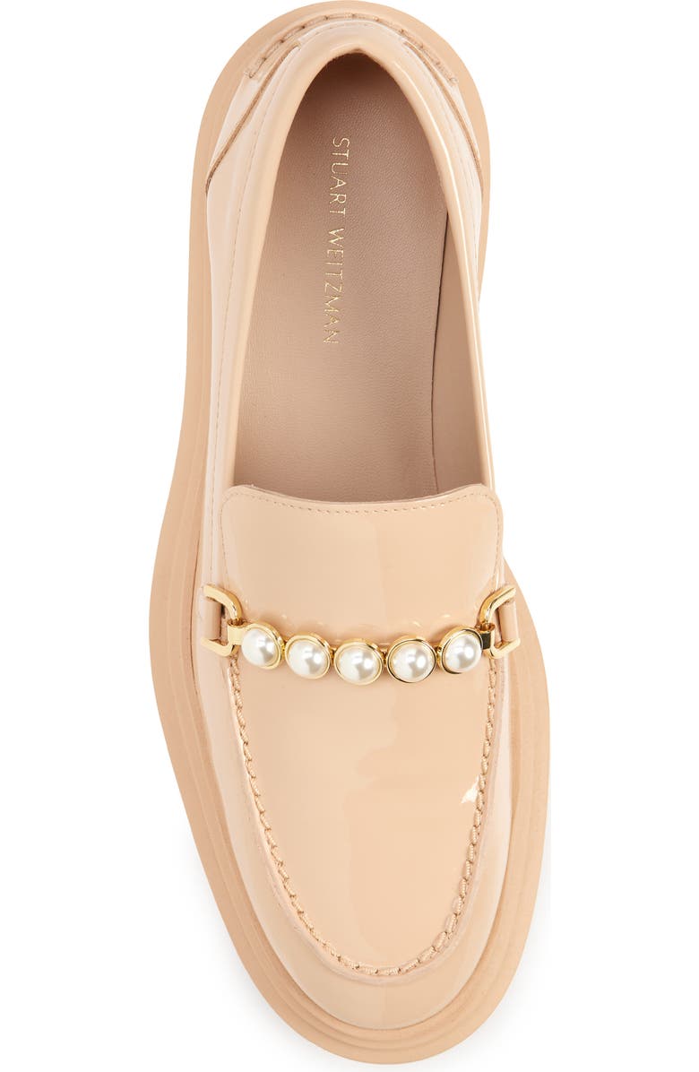 Stuart Weitzman Perla Imitation Pearl Lug Sole Loafer, Alternate, color, Golden Beige