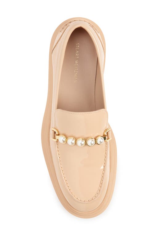Stuart Weitzman Perla Imitation Pearl Lug Sole Loafer In Golden Beige