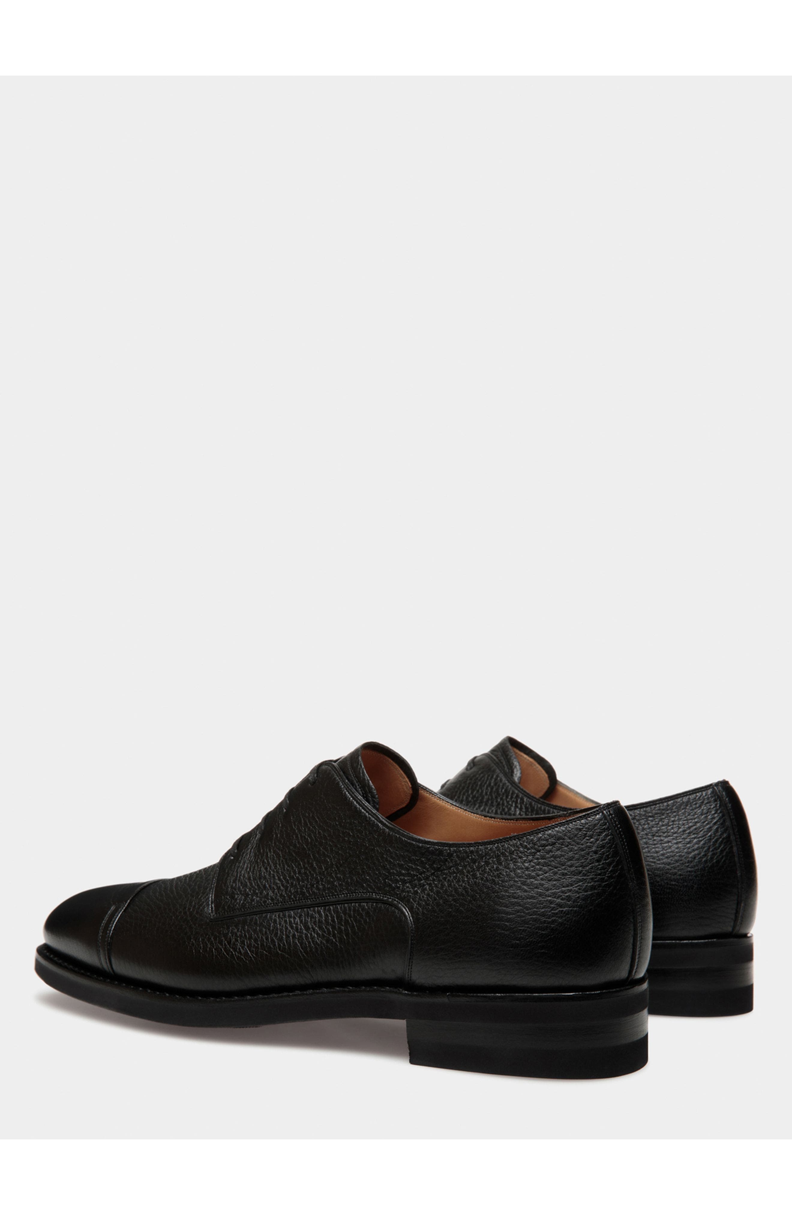 Bally Scribe Un Derby In Deer Leather, Alternate, color, Black