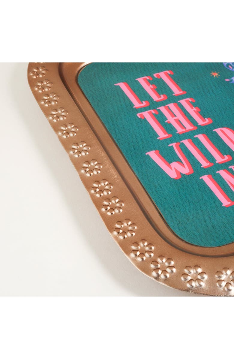 Zsa Zsa Zsu Nanpur Patterned Square Metal Decorative Tray Wild 11X11 In, Alternate, color, Green