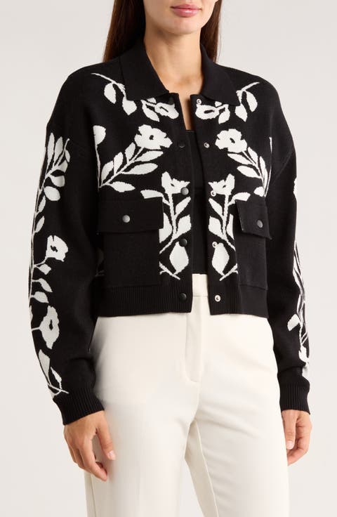 Floral Snap Front Crop Cardigan