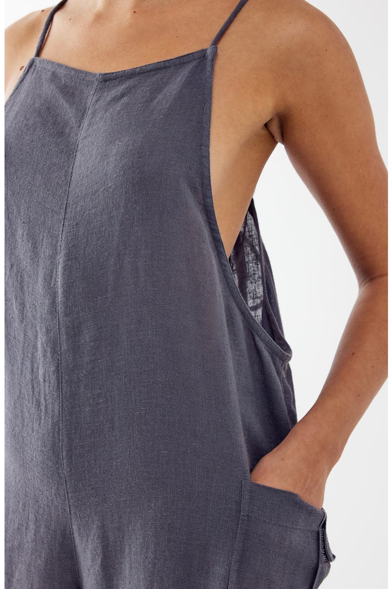 Linen Blend Overalls, Alternate, color, CHARCOAL