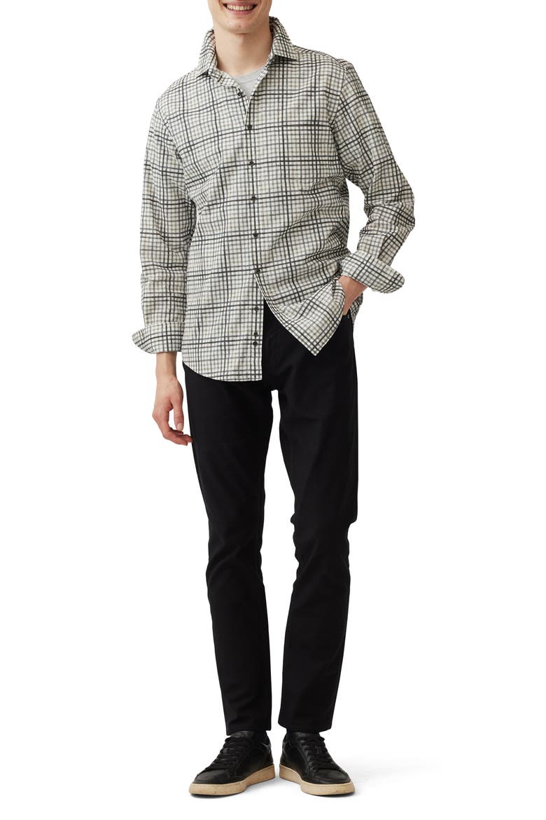 Brookdale Check Cordoroy Button-Up Shirt, Alternate, color, CHARCOAL