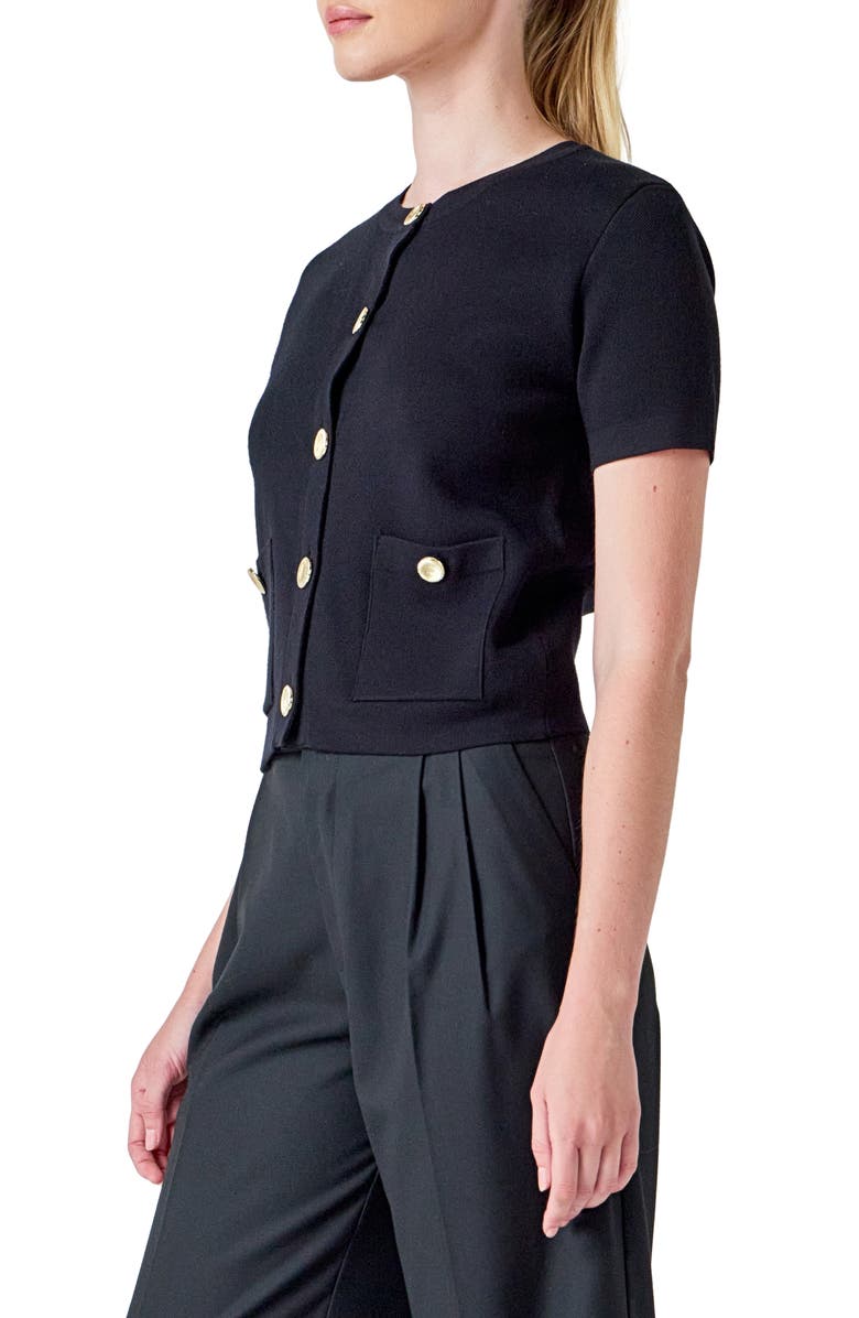 Endless Rose Short Sleeve Cardigan, Alternate, color, Black