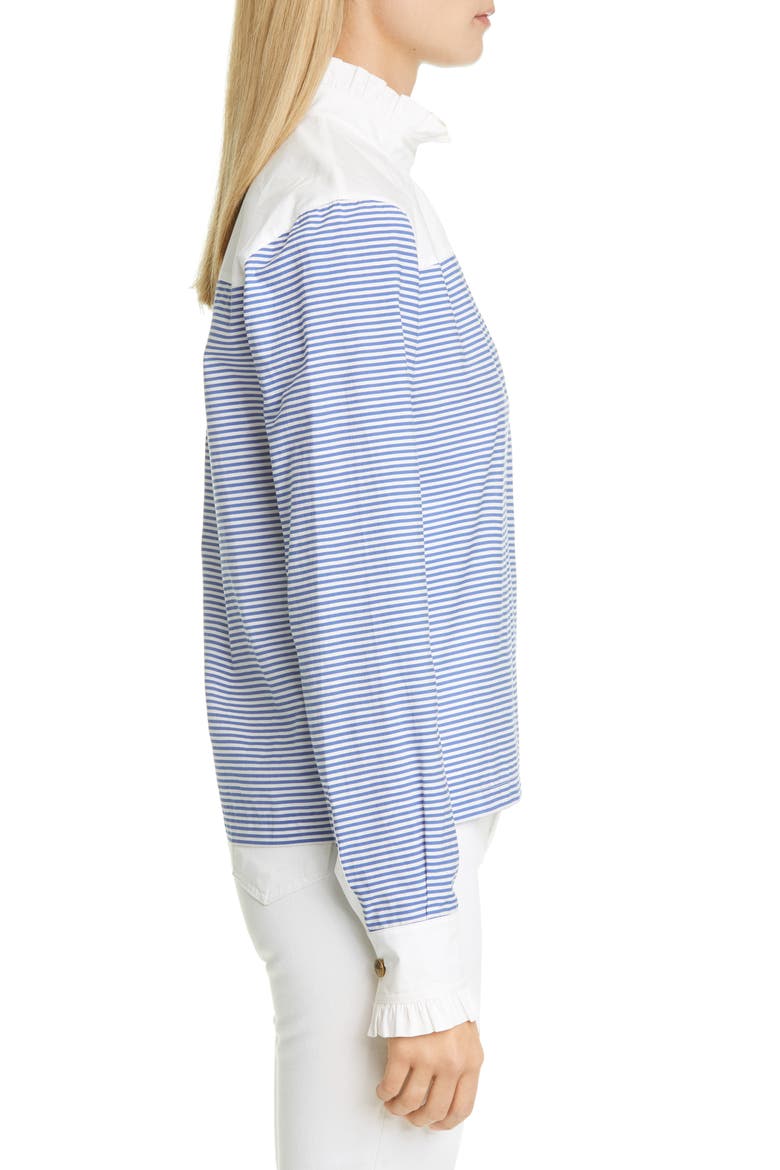Stripe Ruffle Cotton Blend Top, Alternate, color, 1297 FANTASY PRINT BLUE