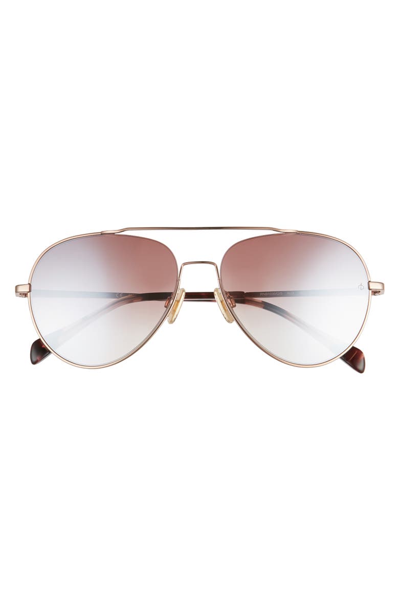 58mm Gradient Aviator Sunglasses, Alternate, color, RED GOLD/ BROWN