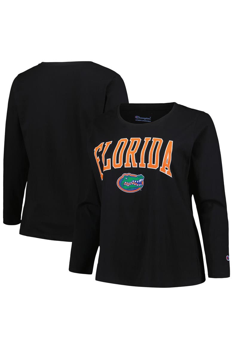 Women's Profile Black Florida Gators Plus Size Arch Over Logo Scoop Neck Long Sleeve T-Shirt, Main, color, Black