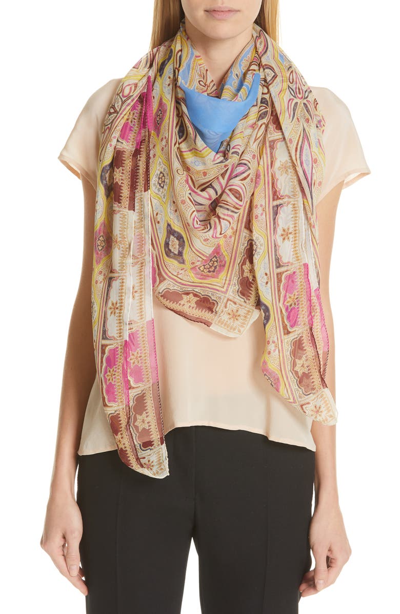 Etro Bombay Square Silk Scarf, Main, color,