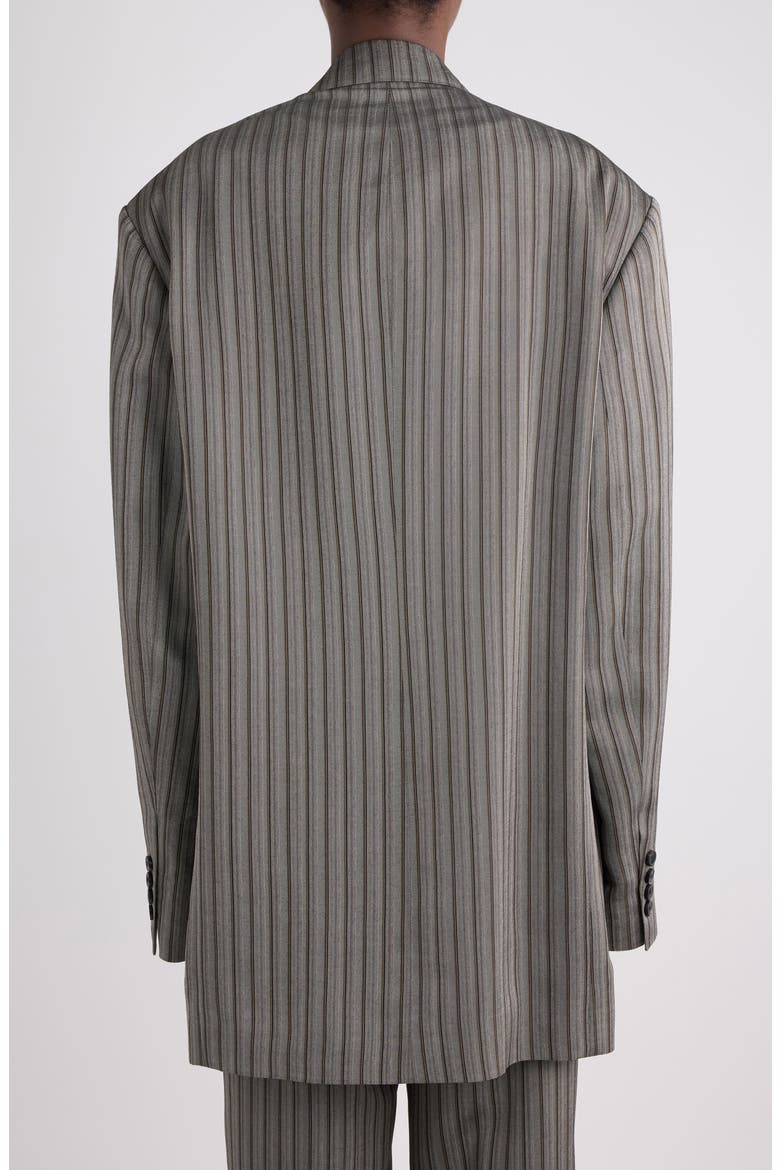 Bliss Stripe Double Breasted Blazer, Alternate, color, GREY