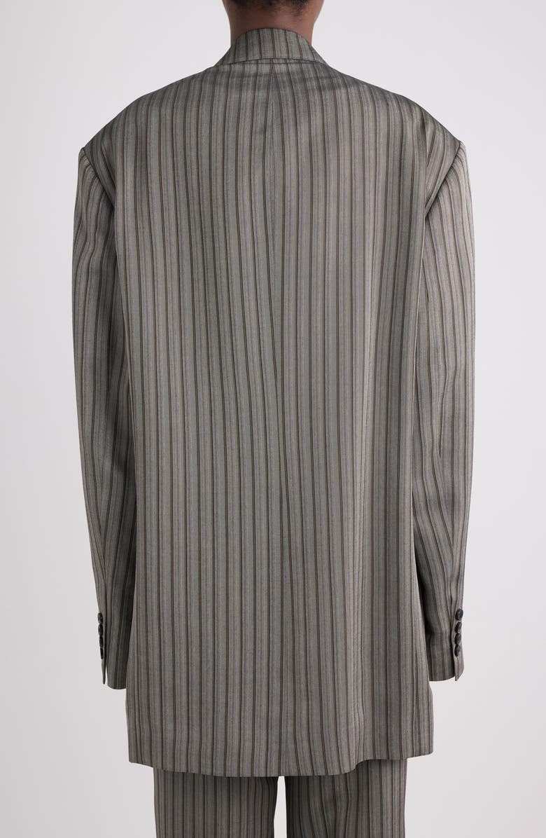 Dries Van Noten Bliss Stripe Double Breasted Blazer, Alternate, color, Grey