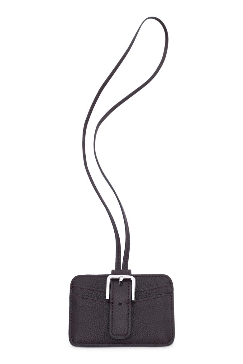 Buckle Leather Cardholder on a Lanyard, Alternate, color, BURGUNDY