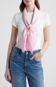 COACH Textured Signature Logo Square Silk Scarf
