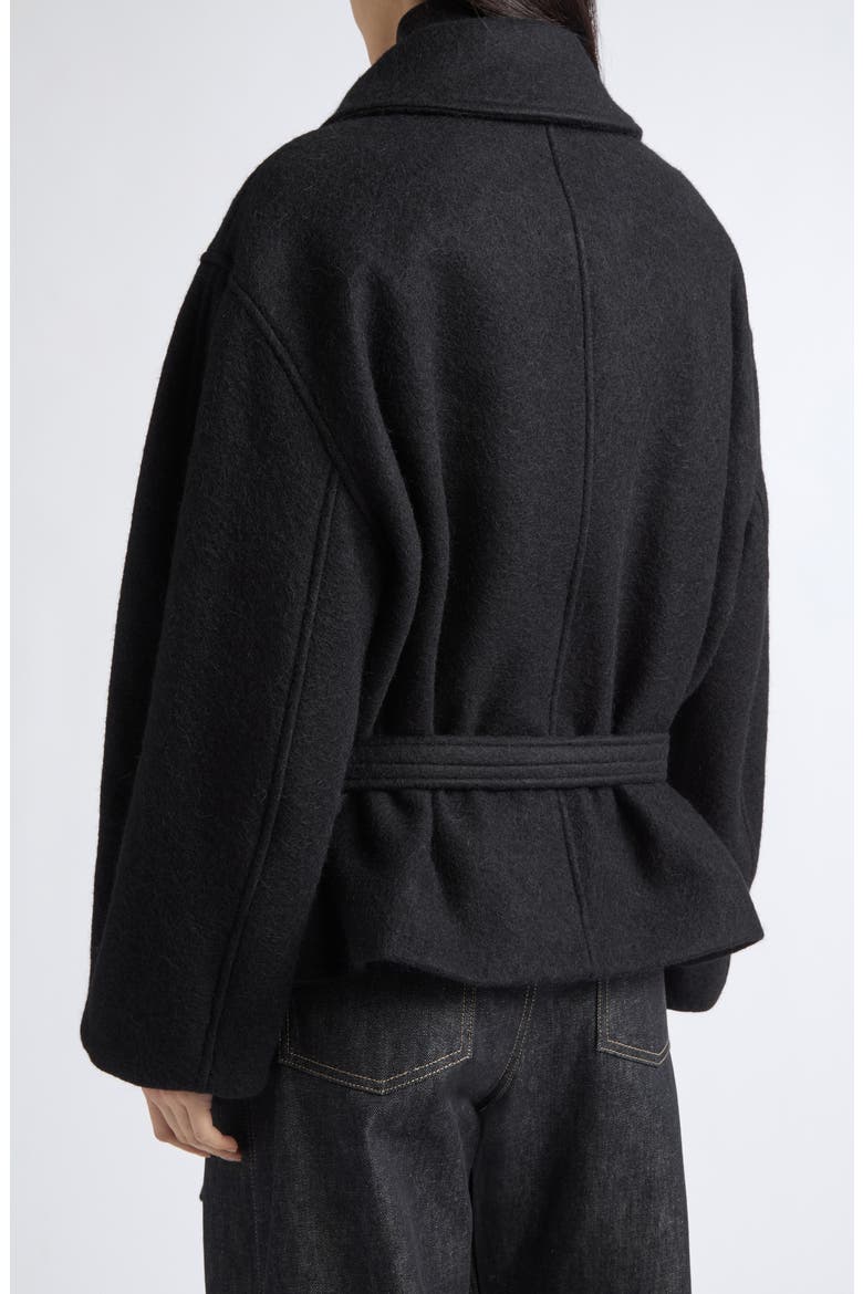 Short Wool & Alpaca Wrap Coat, Alternate, color, BLACK